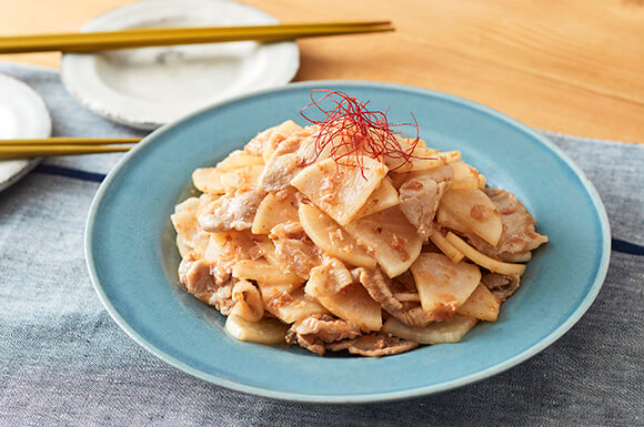 大根と豚肉のおかか炒め