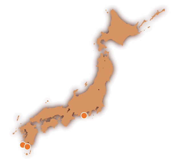 素材産地の日本地図イメージ