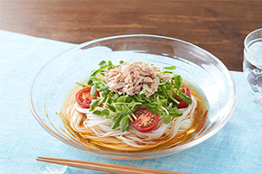 豆苗とツナのサラダそうめん