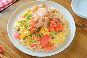 トマトと卵のそうめんチャンプルー