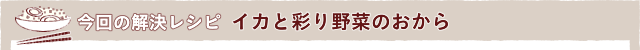 今回の解決レシピ イカと彩り野菜のおから