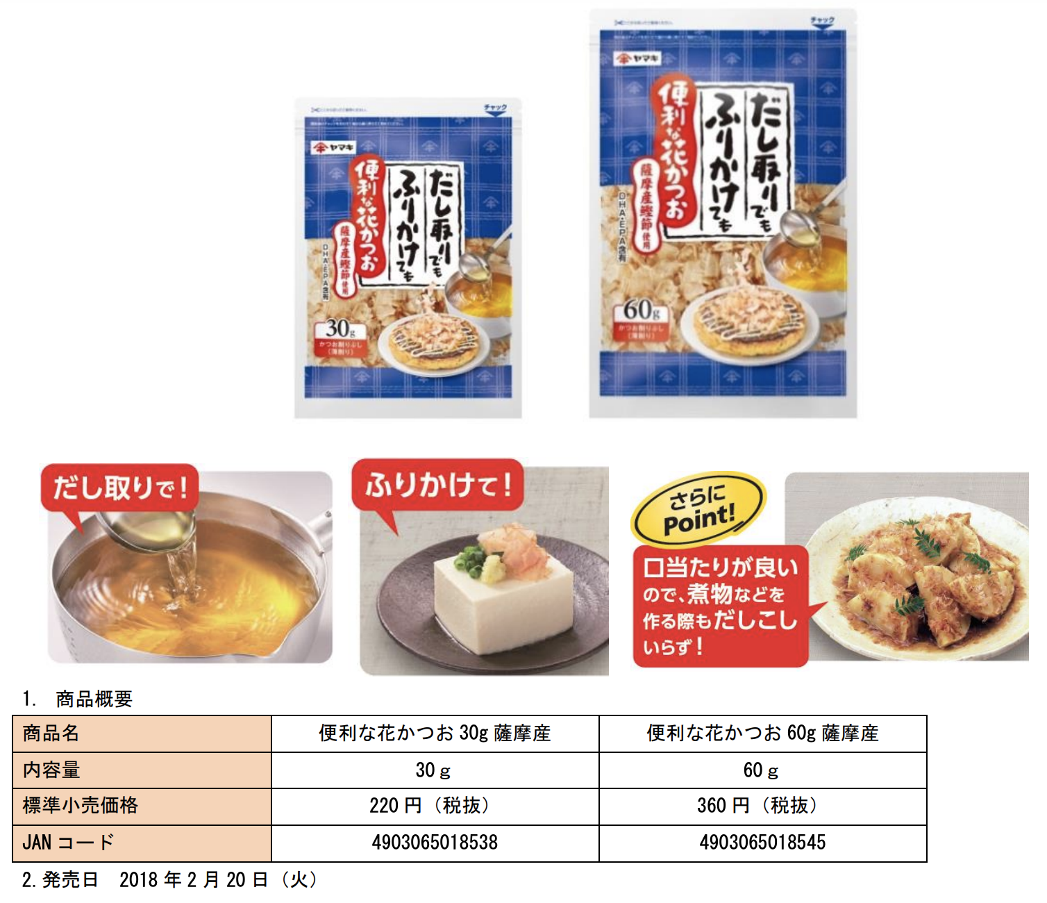 だし取りでも、ふりかけても使える「便利な花かつお30g・60g」を
