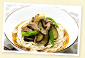 ナスと豚肉の生姜そうめん