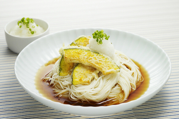 かぼちゃの天ぷらそうめん