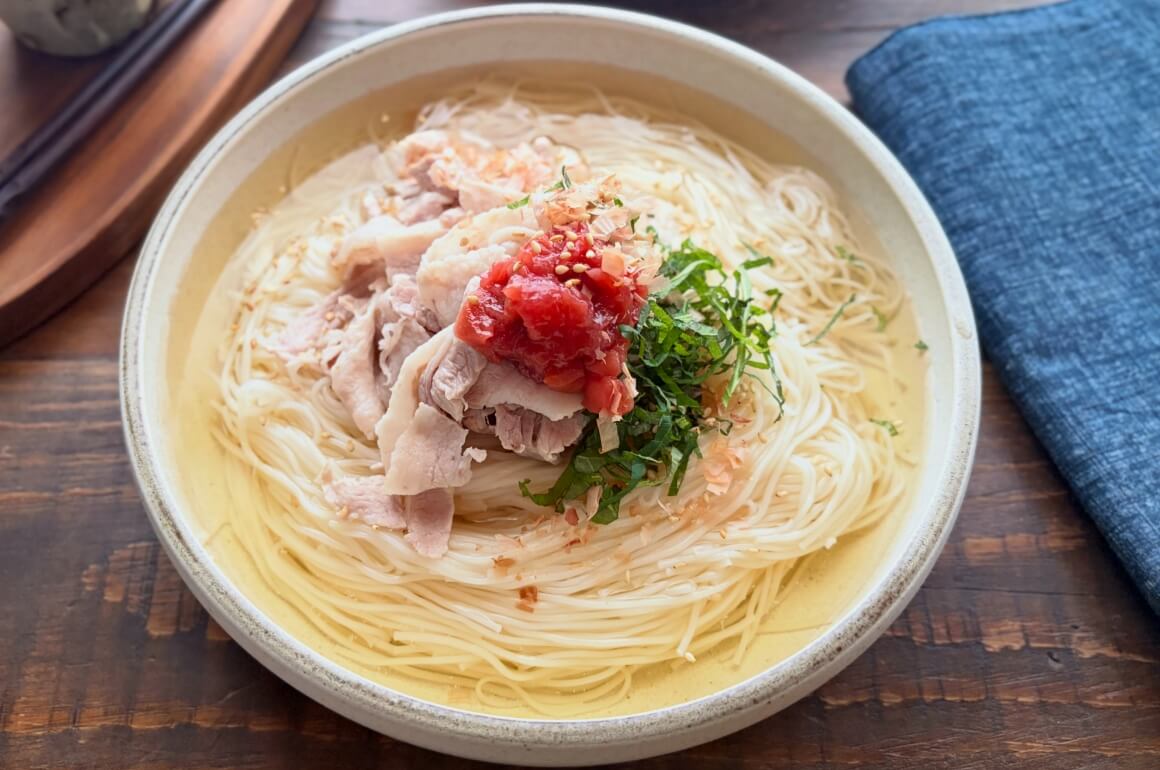 白だし豚しゃぶ梅そうめん