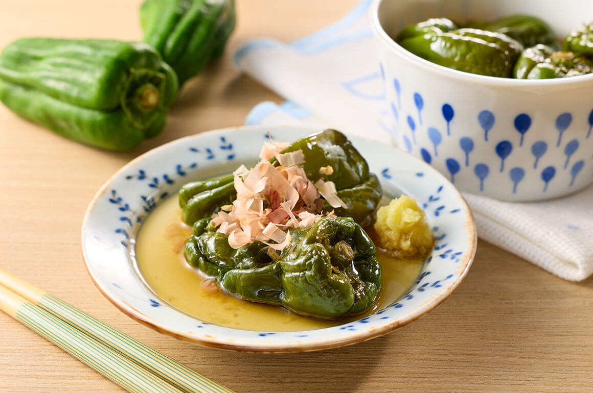 レンジで作る丸ごとピーマンの煮浸し