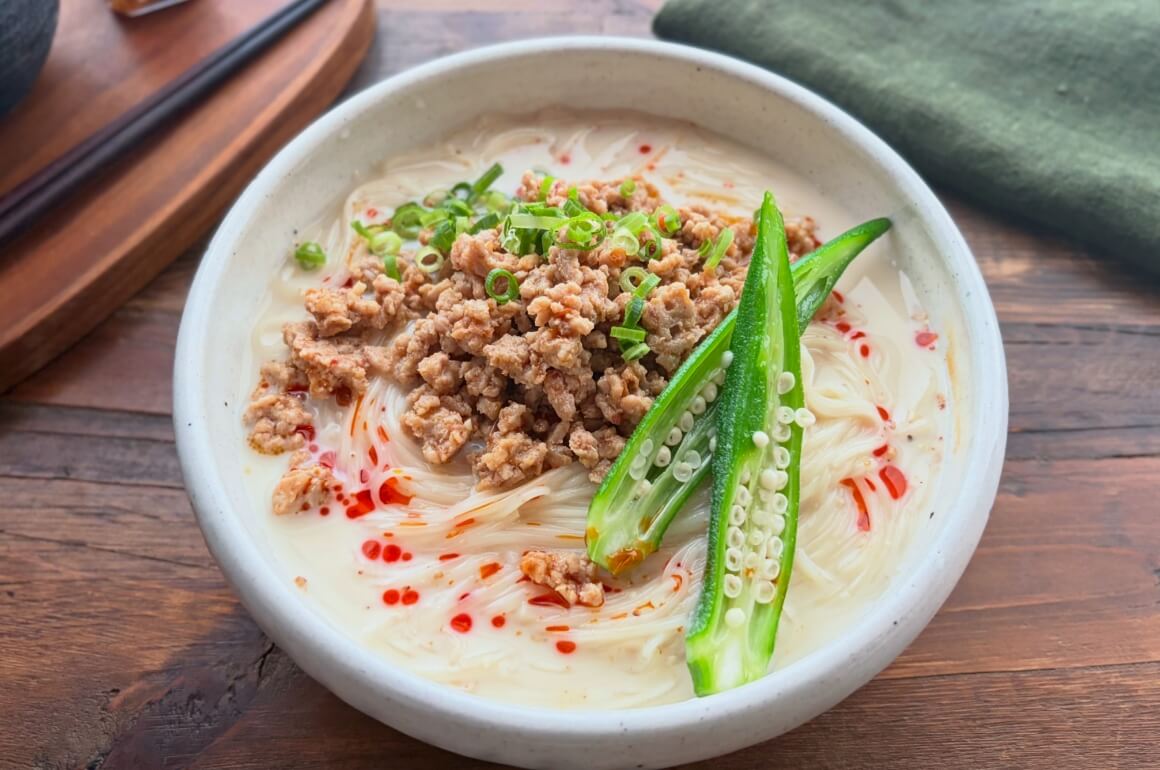 冷やし豆乳坦々そうめん