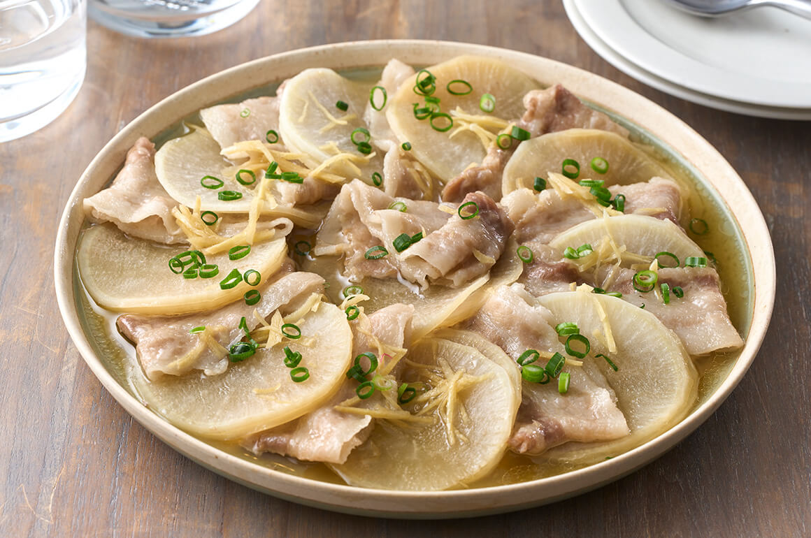 レンジで簡単！大根と豚バラ肉のしょうが蒸し
