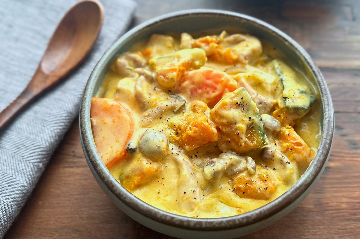 白だしかぼちゃシチュー