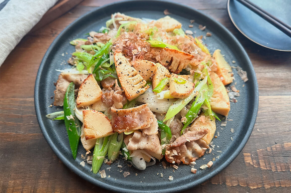 豚肉とたけのこのねぎ塩炒め