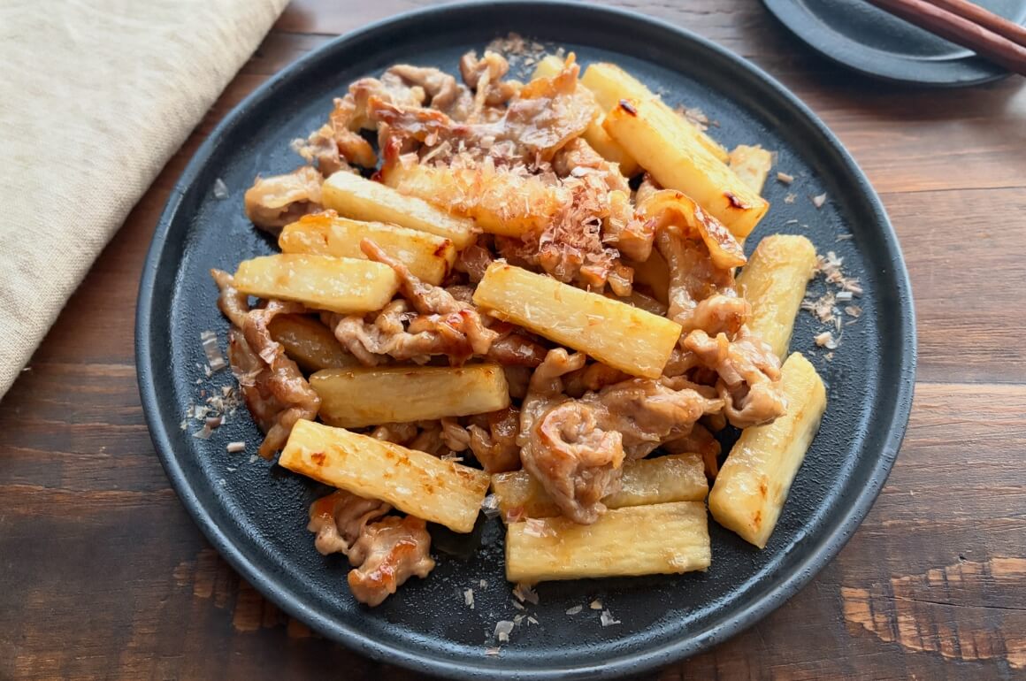豚肉と長いものだしバター炒め