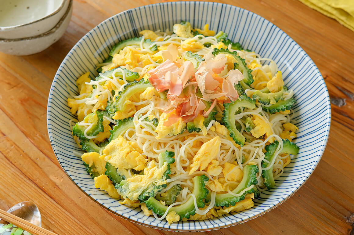 ゴーヤと卵のそうめんチャンプルー