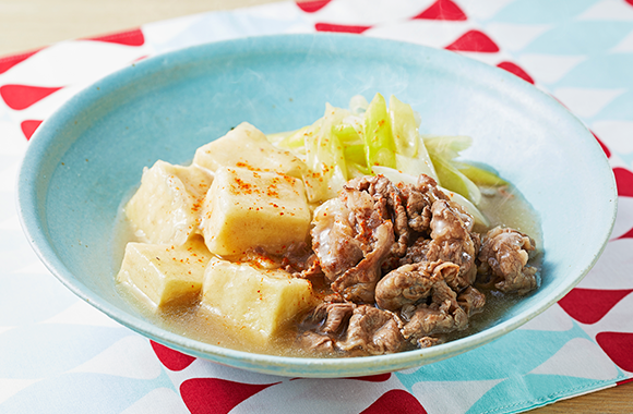 高野豆腐と牛こま肉の白だしさっと煮