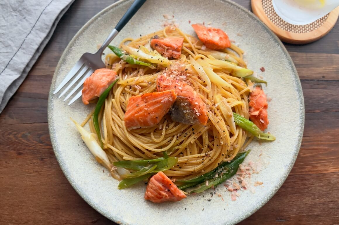 鮭と長ねぎの和風パスタ