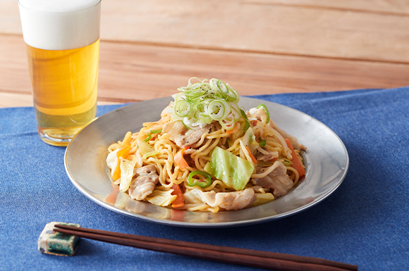 豚バラとカット野菜の焼きラーメン