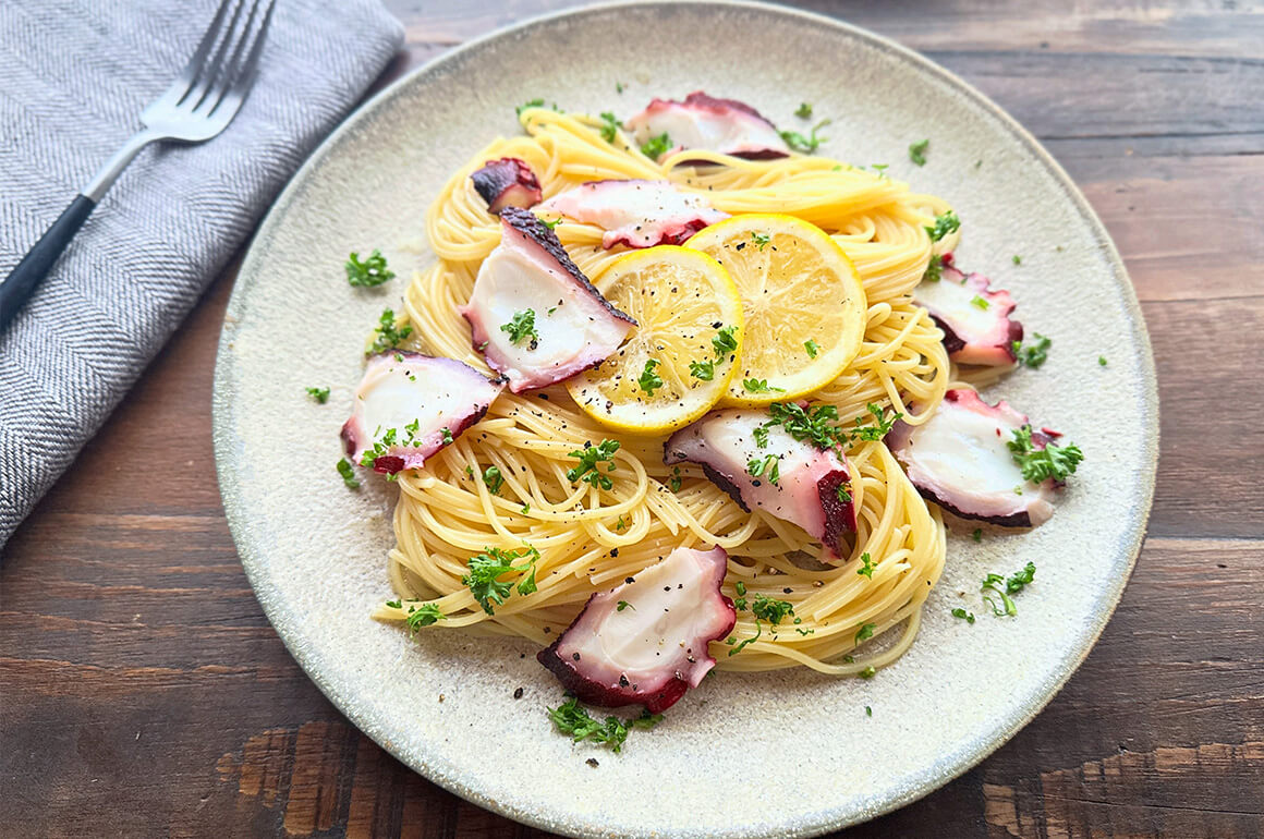 たことレモンの冷製パスタ