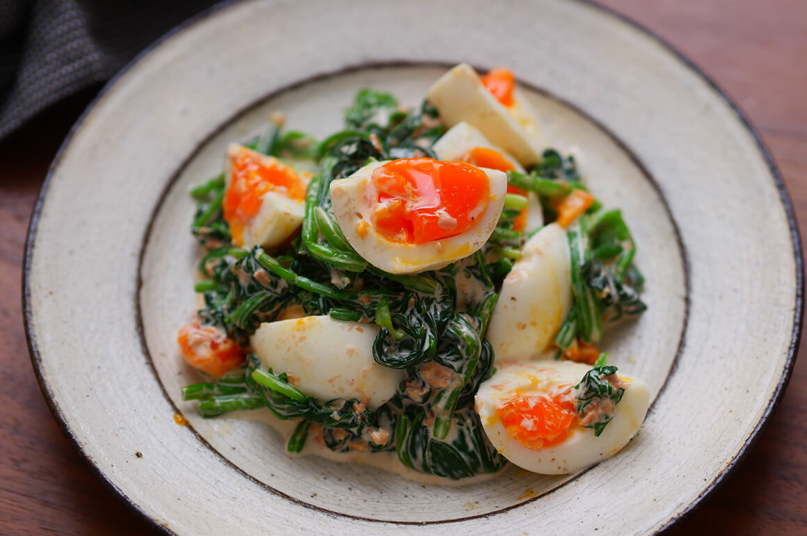 ほうれん草と卵のおかかマヨ和え