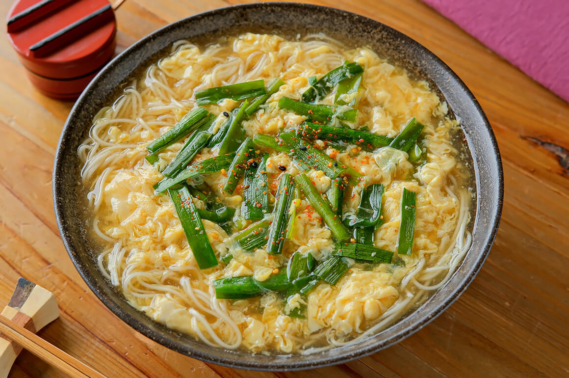 にら玉にゅうめん